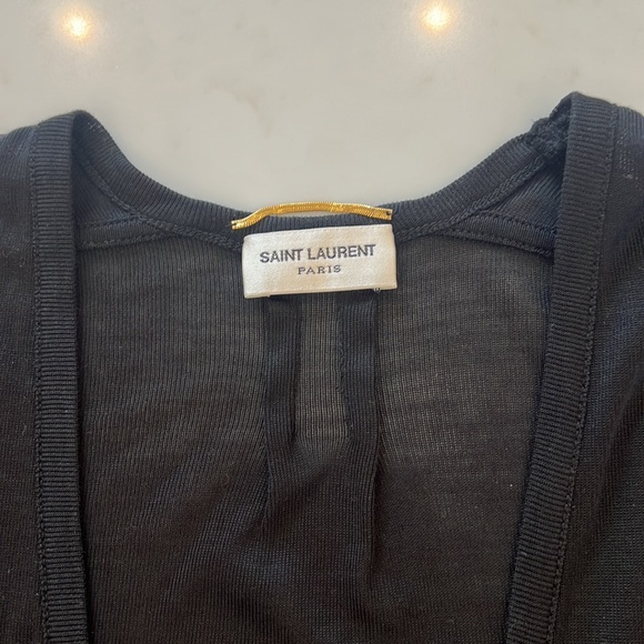 Saint Laurent - plunging shirt in black - Picture 3 of 6